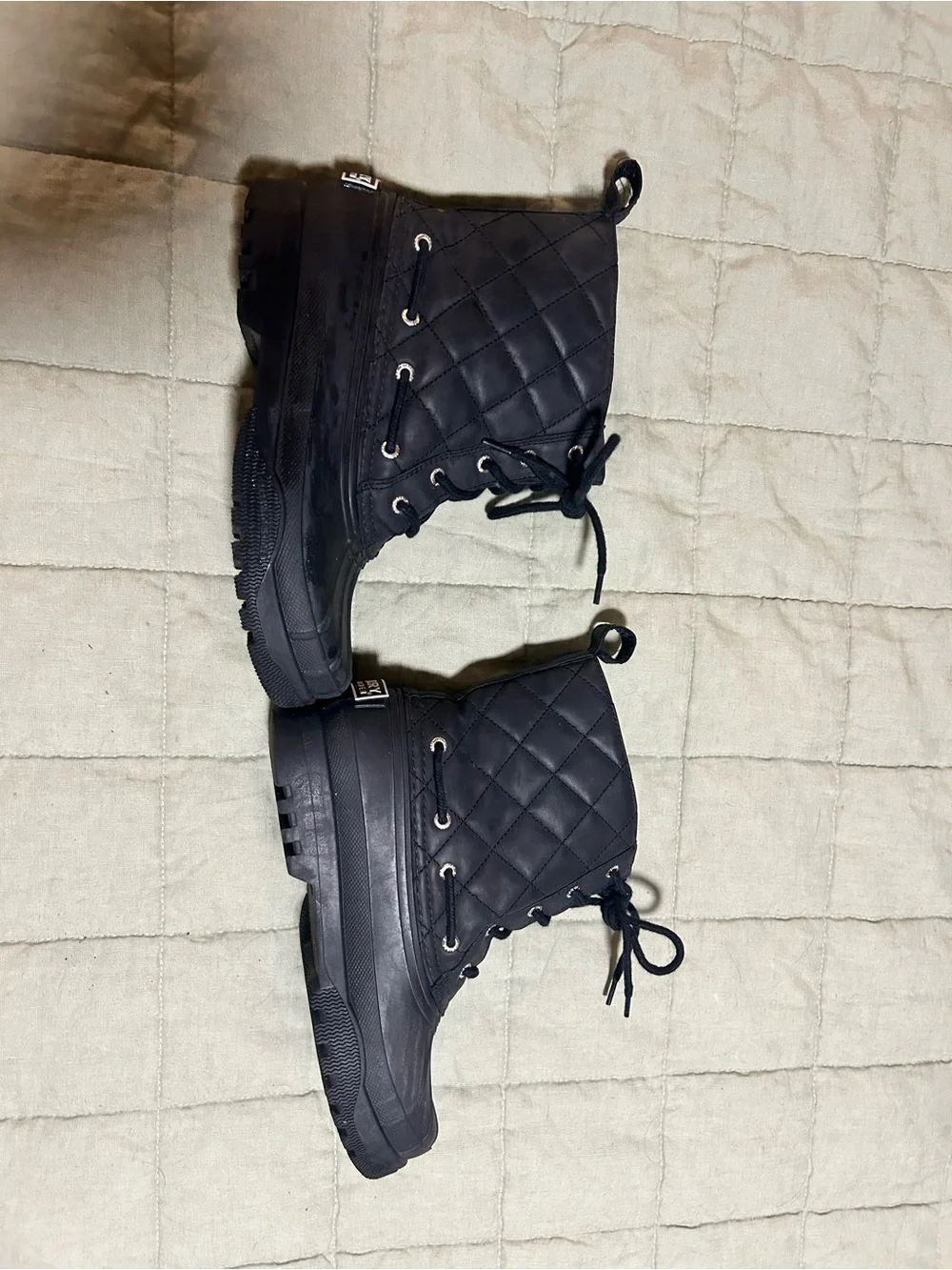 Women’s Black Waterproof Lace-Up Duck Boots